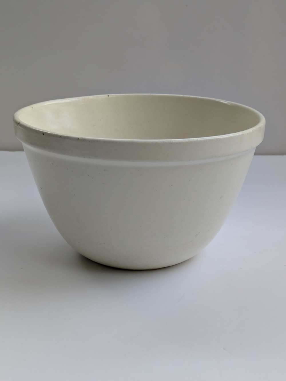 vintage White Ceramic Mixing Bowl Rustic Farmhouse Decor Shabby & Chic As Is